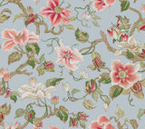 Marguerite Vine Blue Wallpaper with Vintage Floral Jacobean Pattern - York GT4512