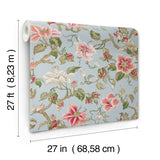 Marguerite Vine Blue Wallpaper with Vintage Floral Jacobean Pattern - York GT4512