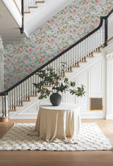 Marguerite Vine Blue Wallpaper with Vintage Floral Jacobean Pattern - York GT4512