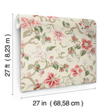 Marguerite Vine Cream Wallpaper with Vintage Floral Jacobean Pattern - York GT4513