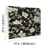 Marguerite Vine Black Vintage Floral Wallpaper - York GT4514