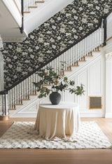 Marguerite Vine Black Vintage Floral Wallpaper - York GT4514