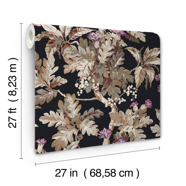 Briarwood Black Botanical Vintage Wallpaper - York GT4521