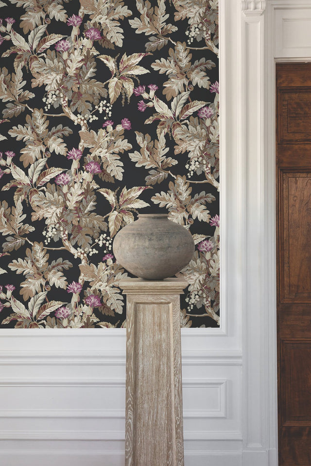 Briarwood Black Botanical Vintage Wallpaper - York GT4521