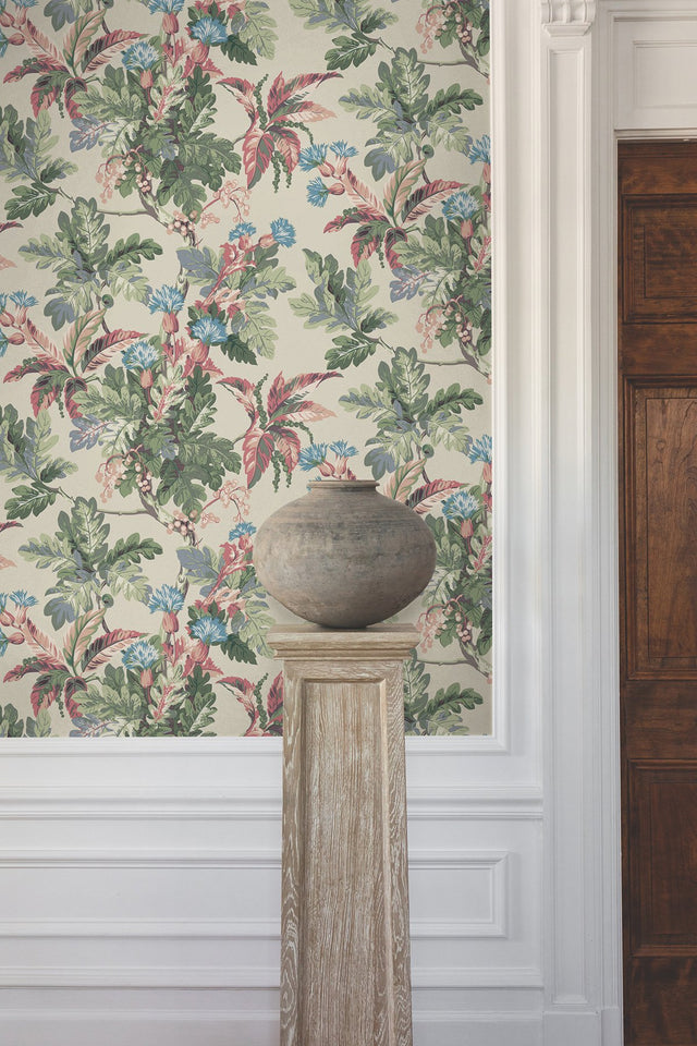 Briarwood Taupe Wallpaper with Vintage Botanical Motif - York GT4522