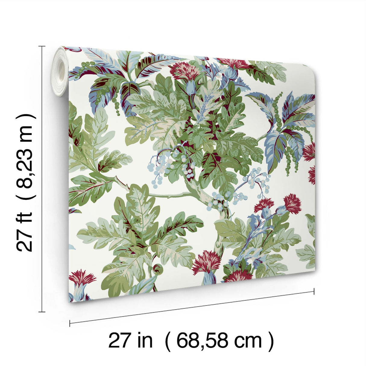 Briarwood White Wallpaper with Botanical Vintage Vine & Berry Motif - York GT4524