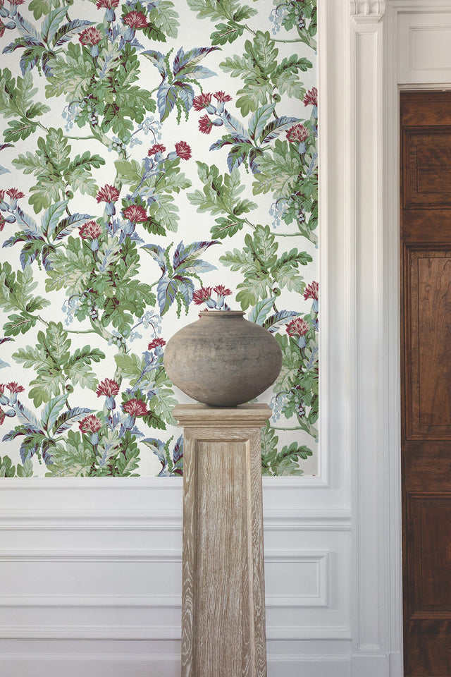 Briarwood White Wallpaper with Botanical Vintage Vine & Berry Motif - York GT4524