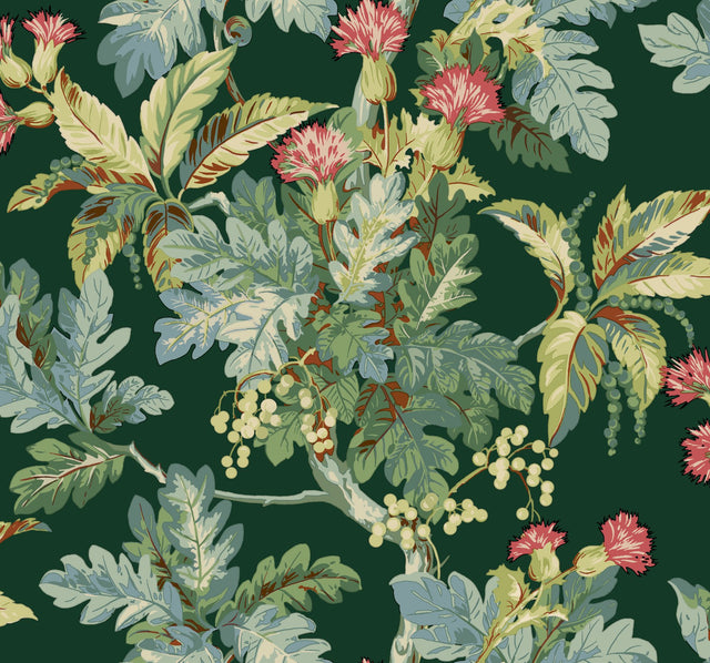 Briarwood Green Botanical Vintage Wallpaper - York GT4525