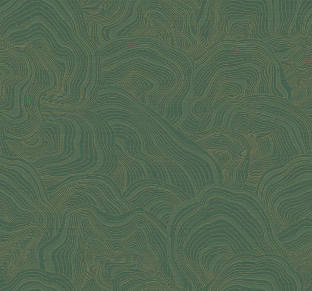 Geodes Green Wallpaper with Metallic Raised-Ink Abstract Motif - York GT4528