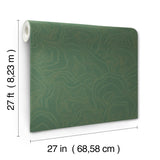 Geodes Green Wallpaper with Metallic Raised-Ink Abstract Motif - York GT4528