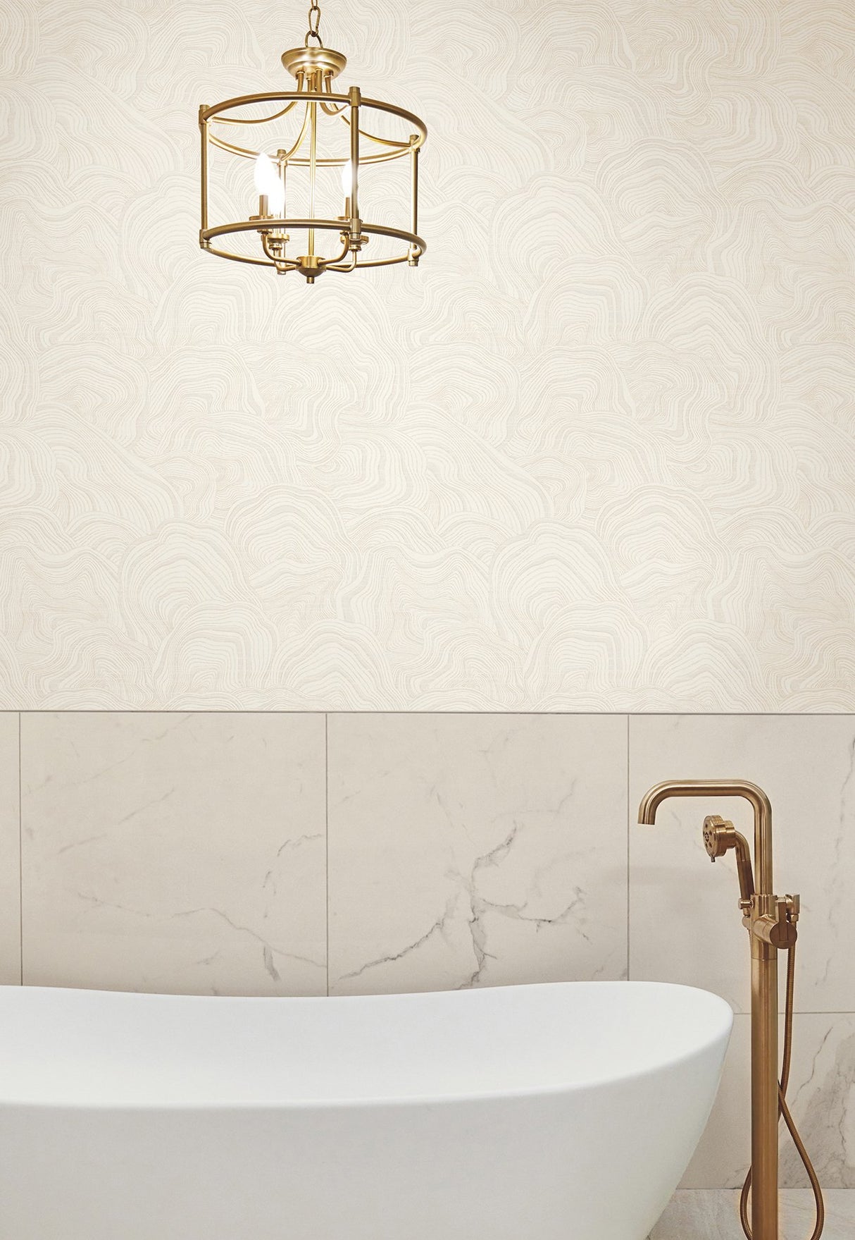 Geodes White Wallpaper with Metallic Raised Ink Bohemian Eclectic Pattern - York GT4529