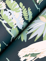 Bridgewater Navy Wallpaper with Traditional Botanical Asian Crane Motif - York GT4531