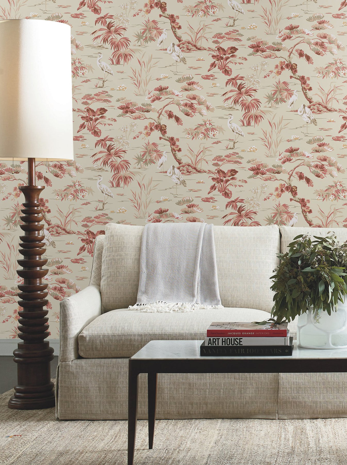 Bridgewater Coral Wallpaper with Asian Wetlands Motif - York GT4532
