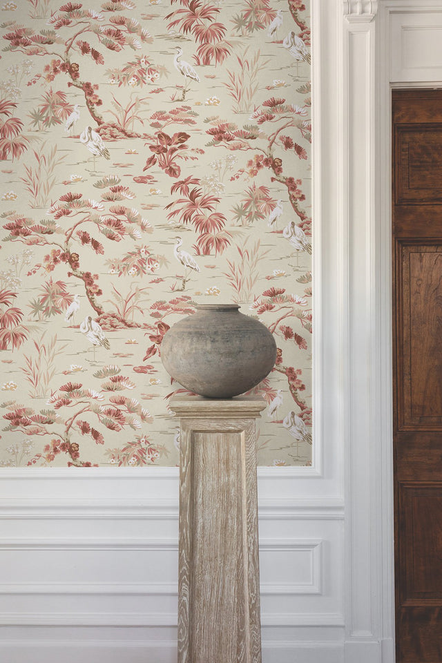 Bridgewater Coral Wallpaper with Asian Wetlands Motif - York GT4532
