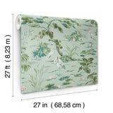 Bridgewater Mint Wallpaper with Asian Wetlands Crane Motif - York GT4534