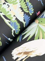 Bridgewater Black Wallpaper with Asian Crane Botanical Motif - York GT4535