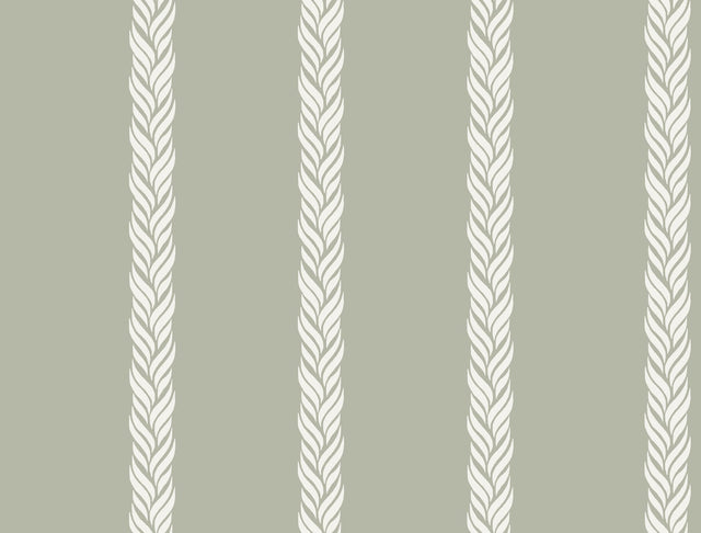 Braided Stripe Green Wallpaper with Braided Stripe Motif, Transitional Style - York GT4541