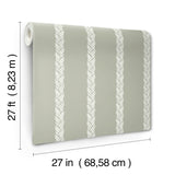 Braided Stripe Green Wallpaper with Braided Stripe Motif, Transitional Style - York GT4541