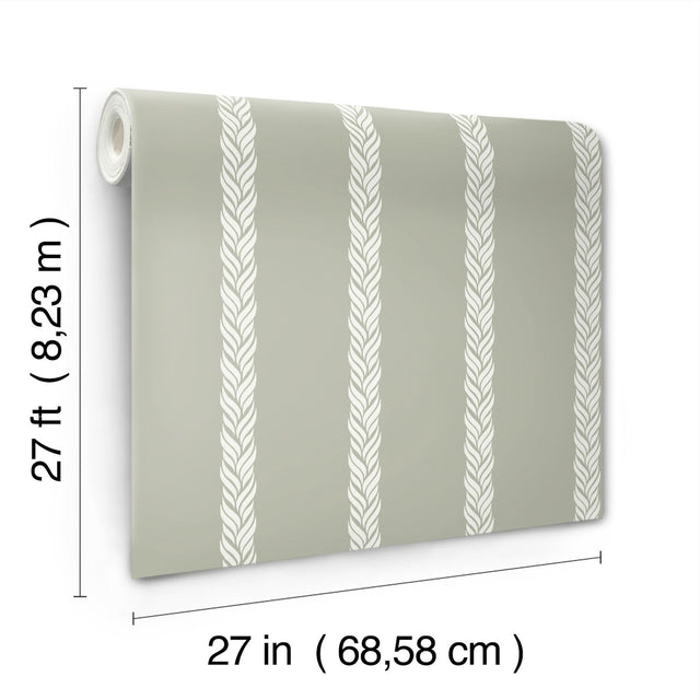 Braided Stripe Green Wallpaper with Braided Stripe Motif, Transitional Style - York GT4541
