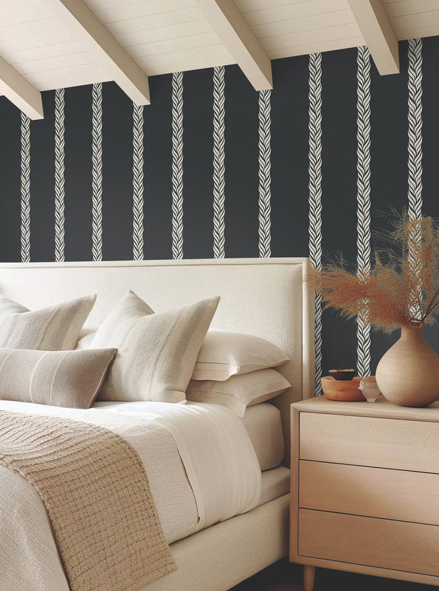 Braided Stripe Black Wallpaper with Braided Stripe Motif - Ronald Redding GT4542