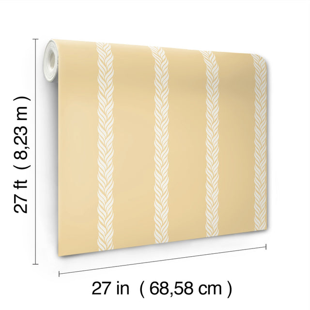 Braided Stripe Yellow Wallpaper with Hand-Painted Look Transitional Stripe Pattern - York GT4543