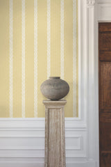 Braided Stripe Yellow Wallpaper with Hand-Painted Look Transitional Stripe Pattern - York GT4543