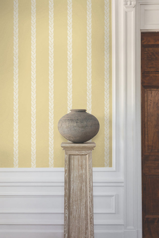Braided Stripe Yellow Wallpaper with Hand-Painted Look Transitional Stripe Pattern - York GT4543