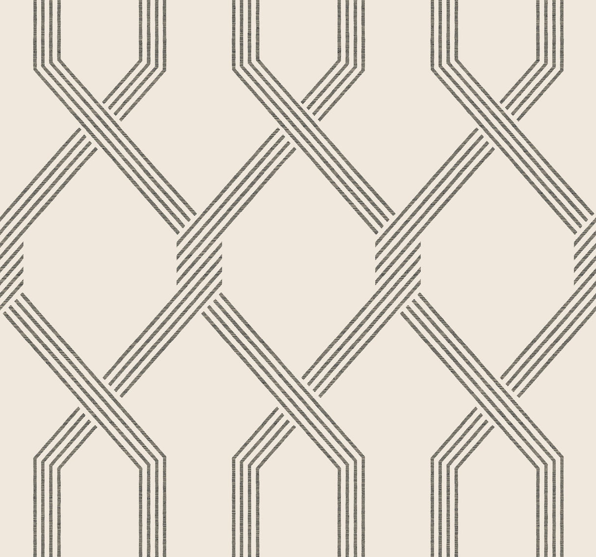 Palisade Black Wallpaper with Geometric Ribbon Diamond Pattern - York GT4552