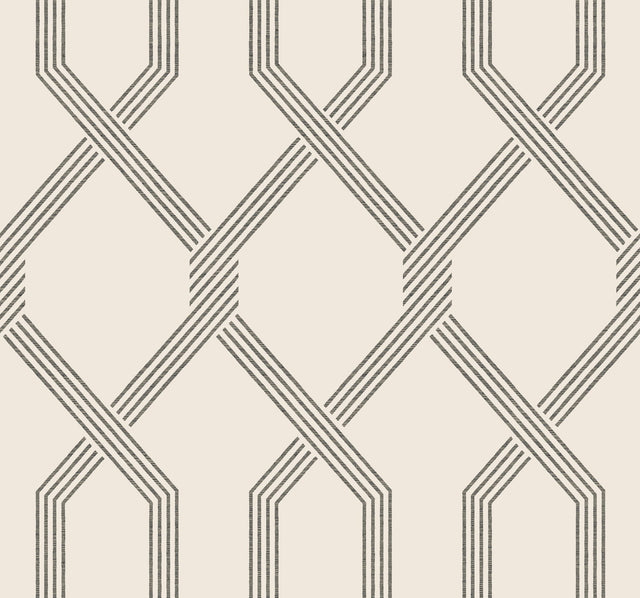 Palisade Black Wallpaper with Geometric Ribbon Diamond Pattern - York GT4552