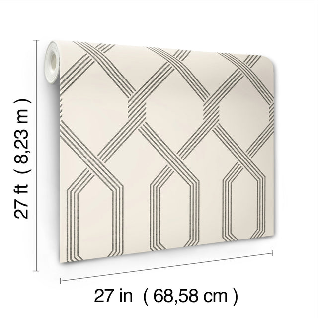 Palisade Black Wallpaper with Geometric Ribbon Diamond Pattern - York GT4552