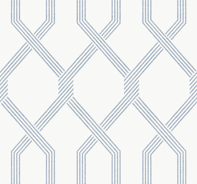 Palisade Blue Geometric Ribbon Diamond Wallpaper - York GT4553