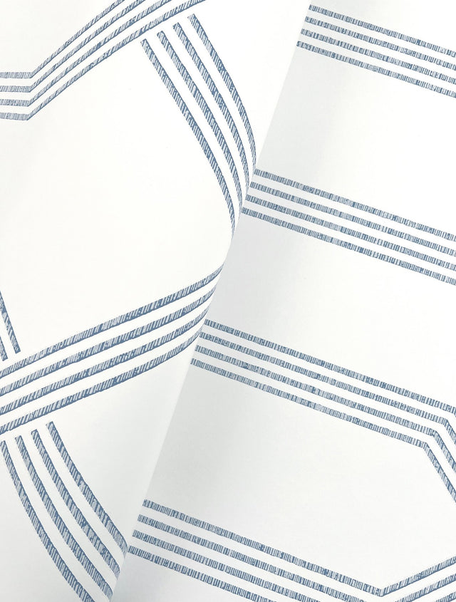 Palisade Blue Geometric Ribbon Diamond Wallpaper - York GT4553