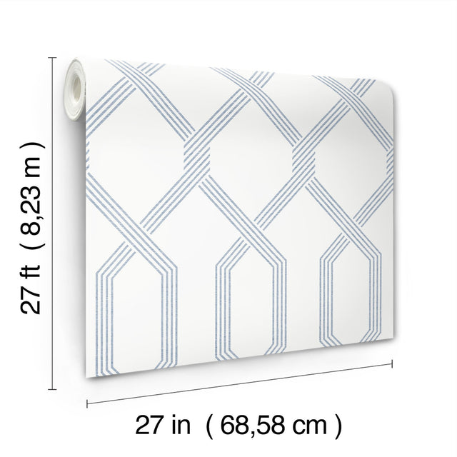 Palisade Blue Geometric Ribbon Diamond Wallpaper - York GT4553