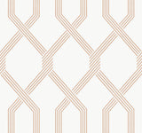 Palisade Coral Wallpaper with Geometric Ribbon Diamond Pattern - York GT4554