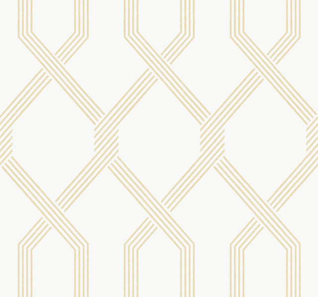 Palisade Yellow Wallpaper with Geometric Diamond Ribbon Pattern - York GT4556