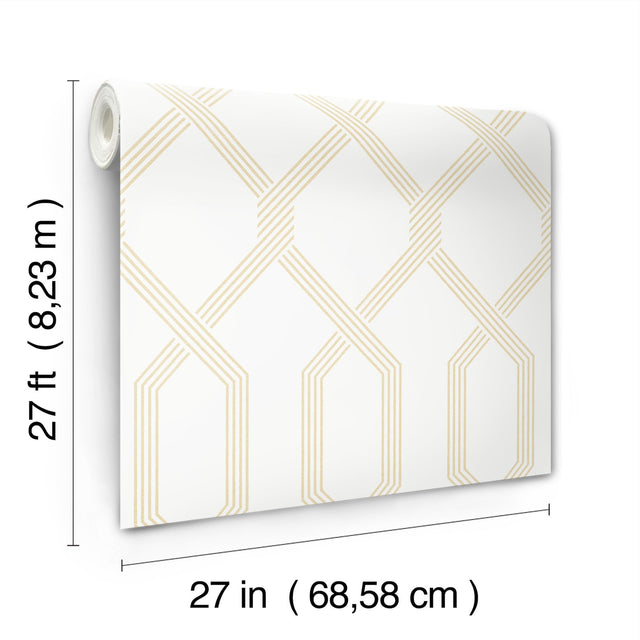 Palisade Yellow Wallpaper with Geometric Diamond Ribbon Pattern - York GT4556