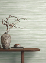 Brushed Linen Green Wallpaper with Weaves Fabric Texture - York GT4561