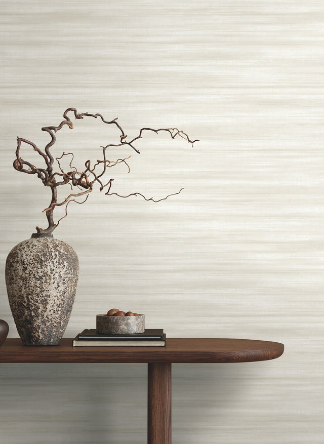 Brushed Linen White Wallpaper with Weaves Pattern, Transitional Style - York GT4563