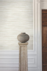 Brushed Linen White Wallpaper with Weaves Pattern, Transitional Style - York GT4563