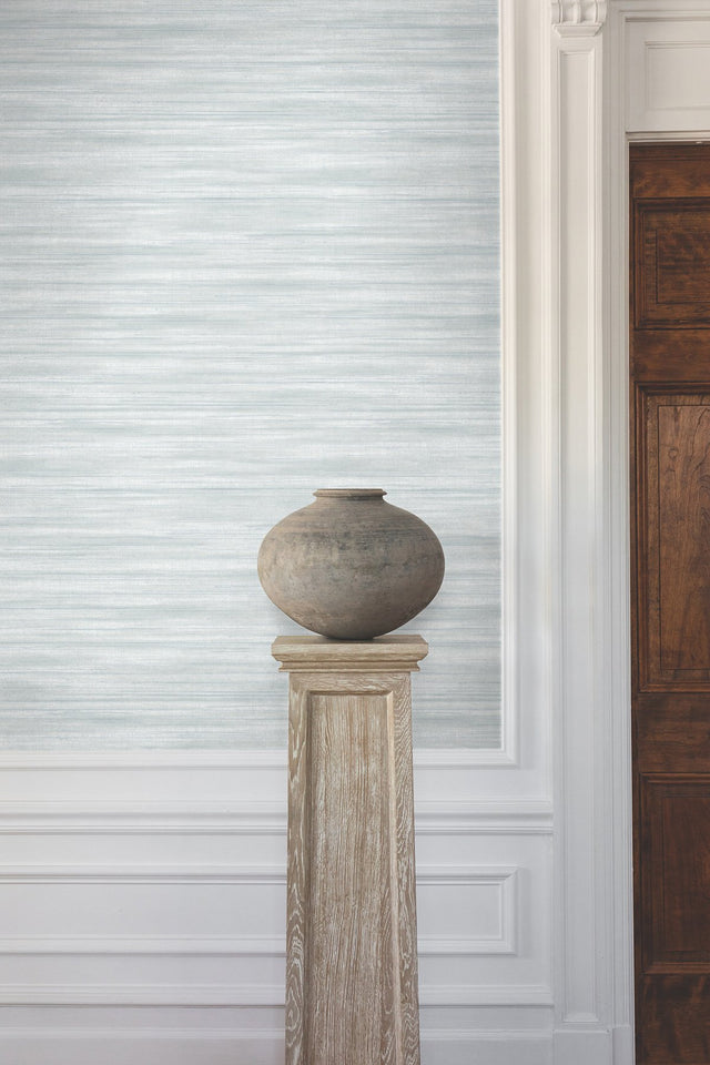 Brushed Linen Light Blue Wallpaper with Weaves Pattern, Transitional Style - York GT4564