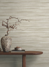 Brushed Linen Taupe Wallpaper with Weaves Texture Transitional Style - York GT4566