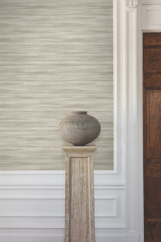 Brushed Linen Taupe Wallpaper with Weaves Texture Transitional Style - York GT4566