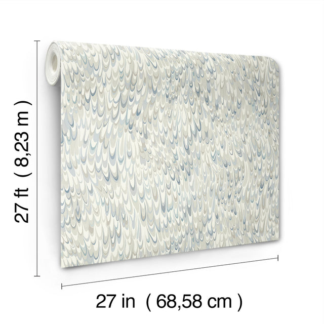 Aslan Blue Wallpaper with Bohemian Eclectic Marbled Motif - York GT4584
