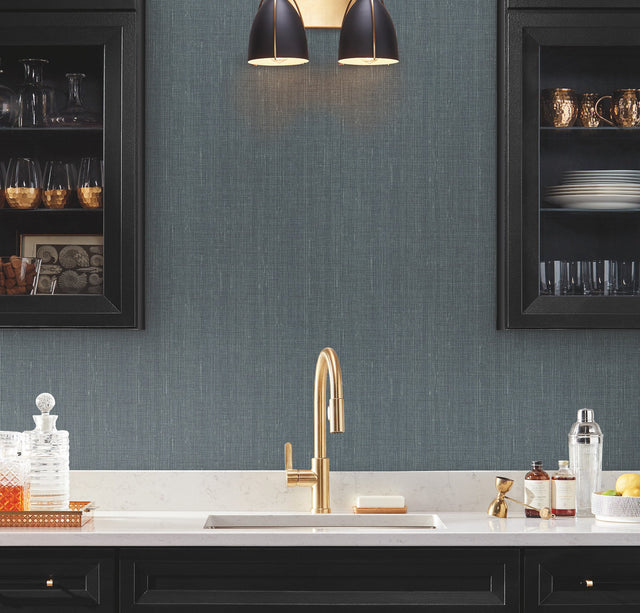 Amari Admiral Blue Wallpaper with Weaves Texture, Transitional Style - York GT4595N