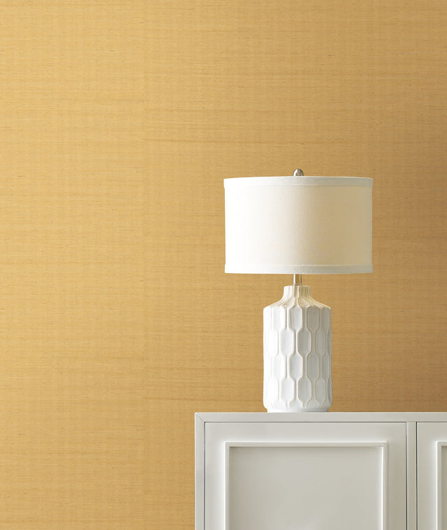 Maguey Sisal Gold Wallpaper with Metallic Grasscloth Texture - York GV0114NWFD