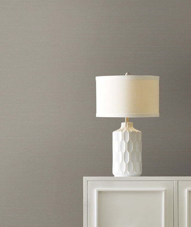 Maguey Sisal Taupe Wallpaper with Metallic Grasscloth Texture - York GV0137NW