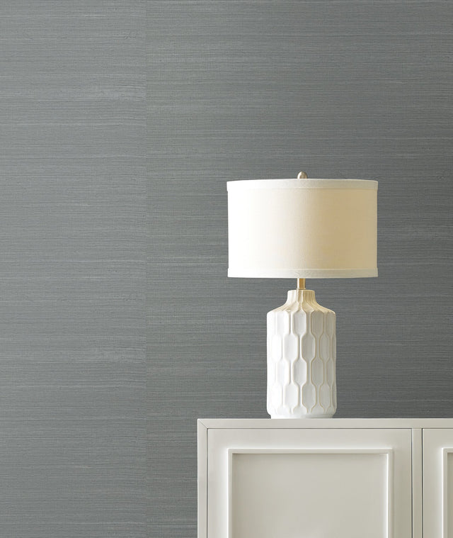 Maguey Sisal Graphite Grasscloth Wallpaper with Metallic Effect - York GV0170NWFD