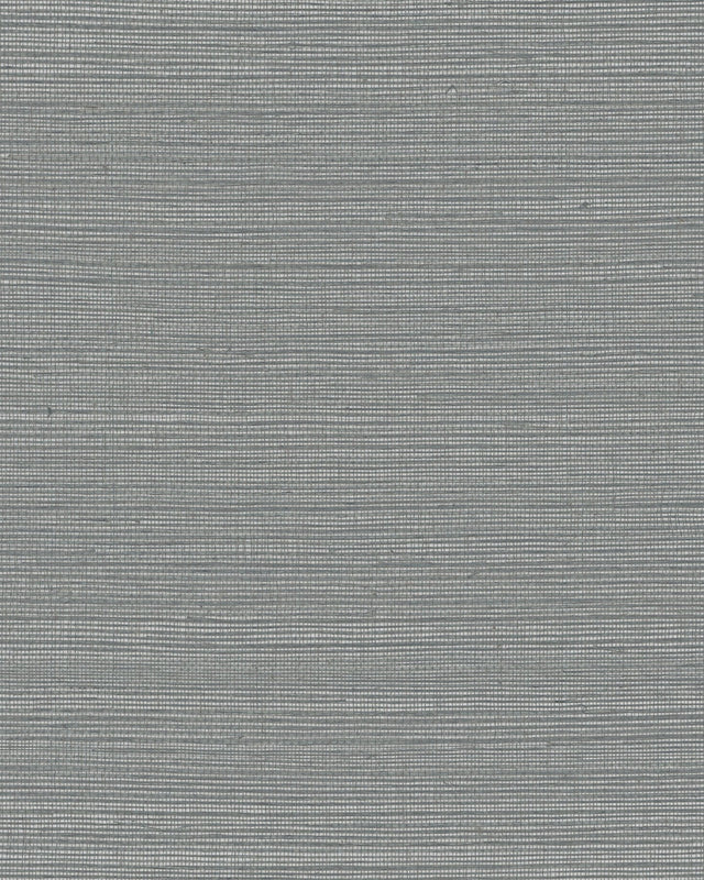 Maguey Sisal Graphite Wallpaper with Metallic Grasscloth Texture - York GV0170NWSAM