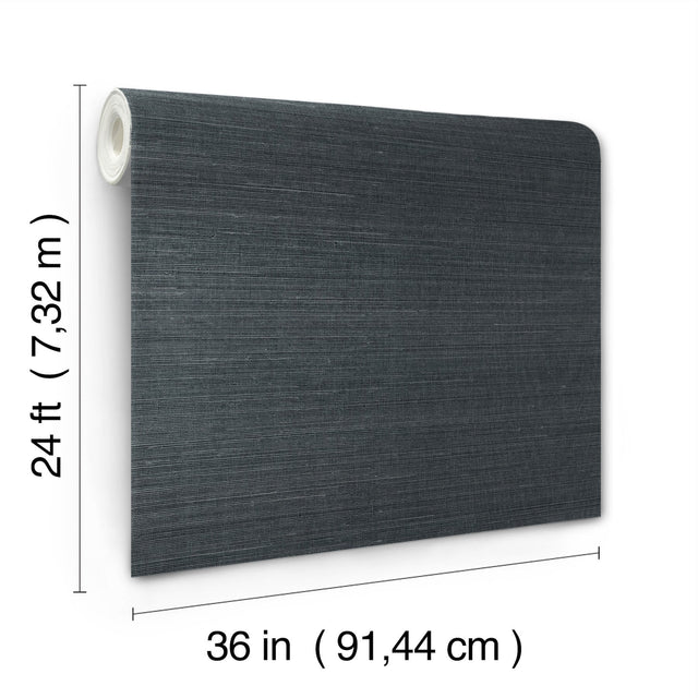Maguey Sisal Gunmetal Wallpaper with Grasscloth Texture - York GV0172NW