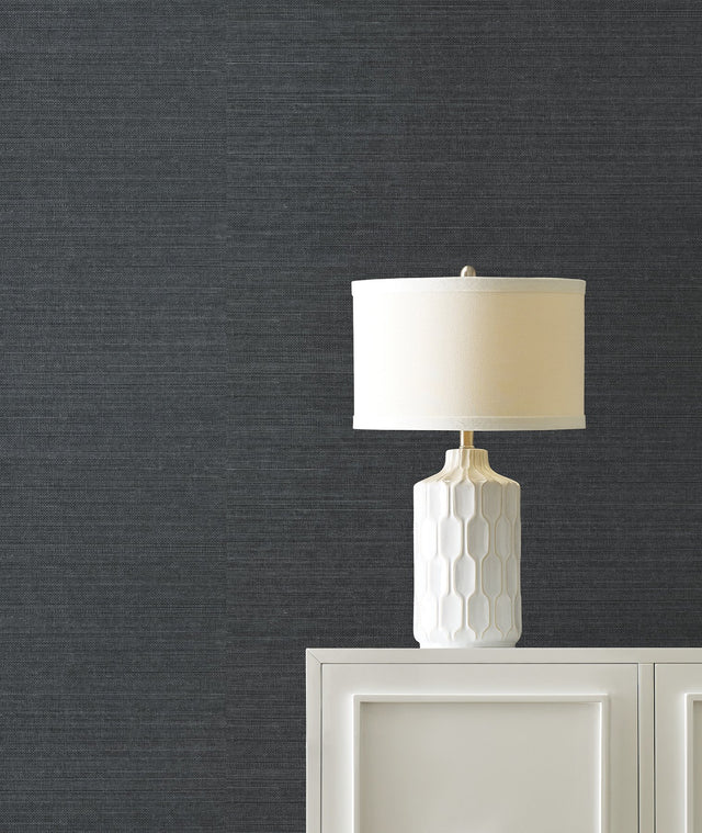 Maguey Sisal Gunmetal Wallpaper with Grasscloth Texture - York GV0172NW